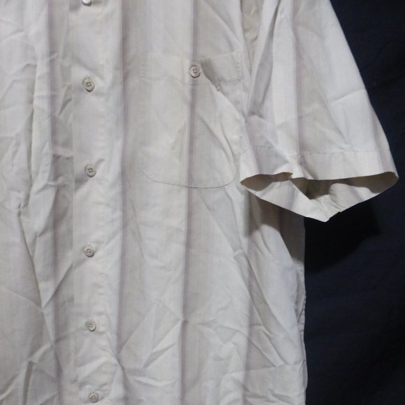 VAN HEUSEN, large, striped short sleeve button down shirt with pocket, GUC - Picture 7 of 13